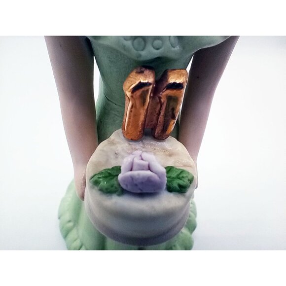 Enesco Growing Up Girls Figure Age 11 Blonde Girl in Green Dress Vintage 5.25 In - Picture 6 of 14